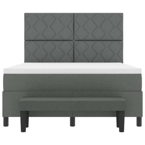 Box spring krevet Tamno siva 160 x 200 cm tkanina - Tamno siva 160 x 200 cm Dizajn s rombovima Cijena