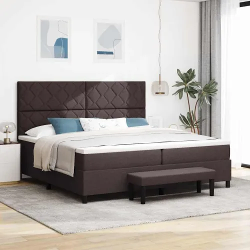 Box spring krevet Tamno smeđa 200 x 200 cm tkanina - Tamno smeđa 200 x 200 cm Dizajn s rombovima Cijena