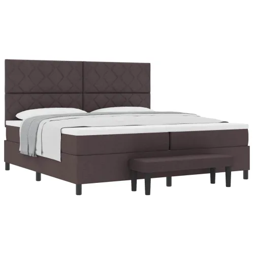 Box spring krevet Tamno smeđa 200 x 200 cm tkanina - Tamno smeđa 200 x 200 cm Dizajn s rombovima Cijena