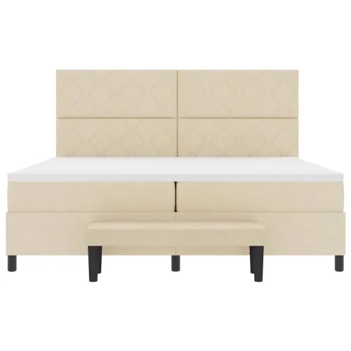 Box spring krevet s uzglavljem Krema 200 x 200 cm tkanina - Krema 200 x 200 cm Dizajn s rombovima Cijena