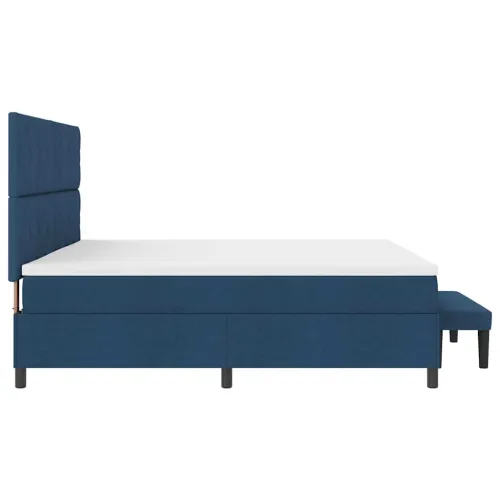Box spring krevet s madracem Plava 200 x 200 cm tkanina - Plava 200 x 200 cm Dizajn s rombovima Cijena
