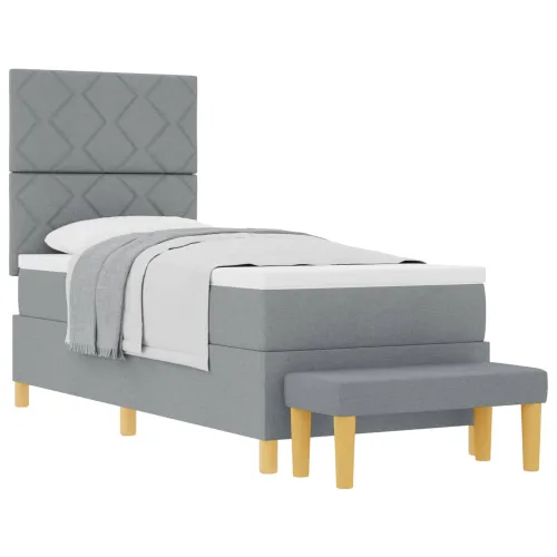 Box spring krevet Svjetlosiva 200 x 80 cm tkanina - Svjetlosiva 80 x 200 cm Dizajn s rombovima Cijena