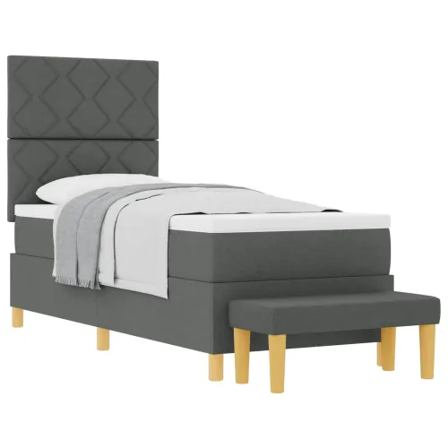 Box spring krevet Tamno siva 200 x 80 cm tkanina - Tamno siva 80 x 200 cm Dizajn s rombovima Cijena
