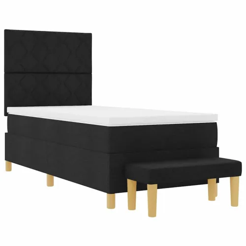 Box spring krevet s jastukom Crna 200 x 100 cm tkanina - Crna 100 x 200 cm Dizajn s rombovima Cijena
