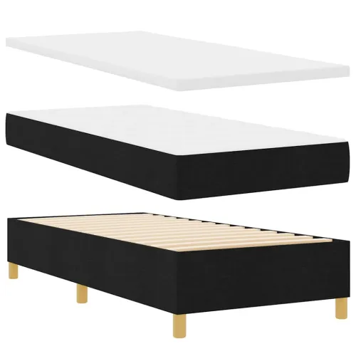Box spring krevet s jastukom Crna 200 x 100 cm tkanina - Crna 100 x 200 cm Dizajn s rombovima Cijena