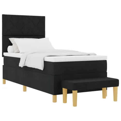 Box spring krevet s jastukom Crna 200 x 100 cm tkanina - Crna 100 x 200 cm Dizajn s rombovima Cijena