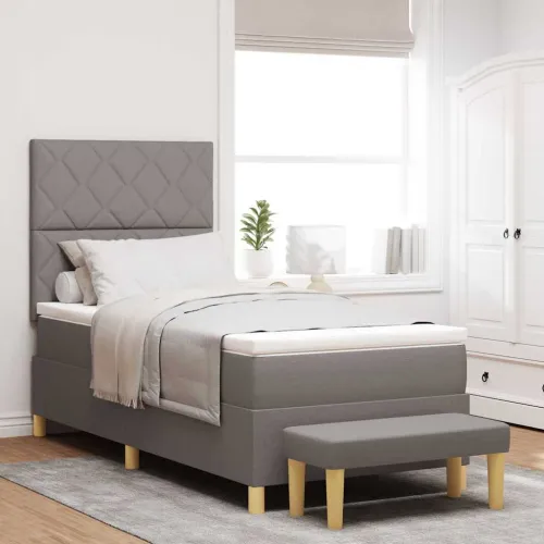 Box spring krevet Sivo-smeđa 100 x 200 cm tkanina - Sivo-smeđa 100 x 200 cm Dizajn s rombovima Cijena