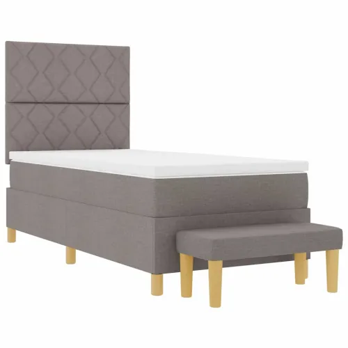 Box spring krevet Sivo-smeđa 100 x 200 cm tkanina - Sivo-smeđa 100 x 200 cm Dizajn s rombovima Cijena