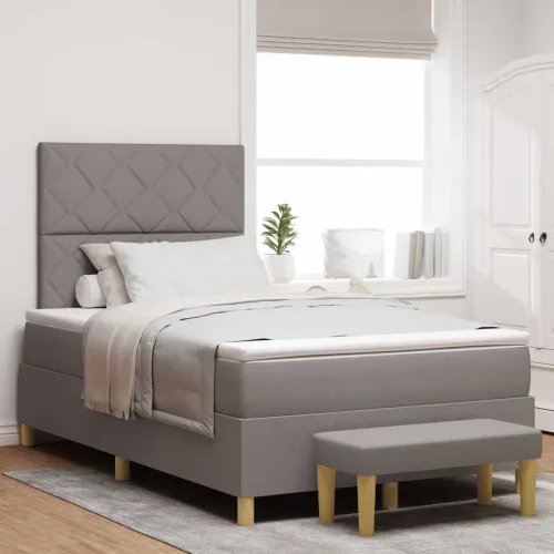 Box spring krevet Sivo-smeđa 200 x 120 cm tkanina - Sivo-smeđa 120 x 200 cm Dizajn s rombovima Cijena