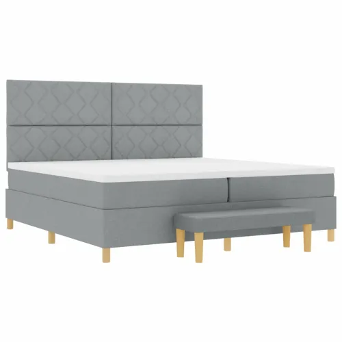 Box spring krevet Svjetlosiva 200 x 200 cm tkanina - Svjetlosiva 200 x 200 cm Dizajn s rombovima Cijena