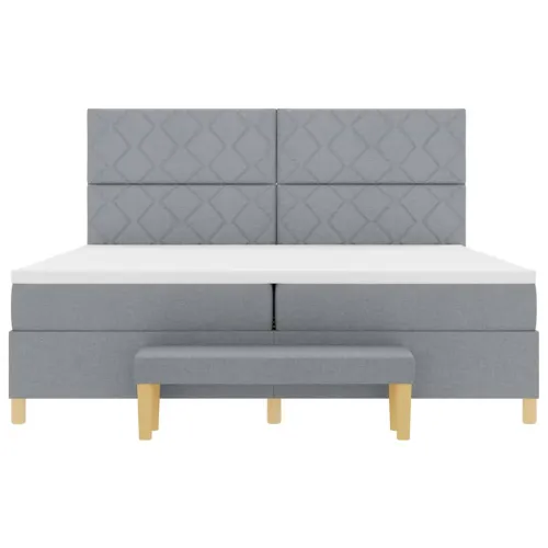 Box spring krevet Svjetlosiva 200 x 200 cm tkanina - Svjetlosiva 200 x 200 cm Dizajn s rombovima Cijena
