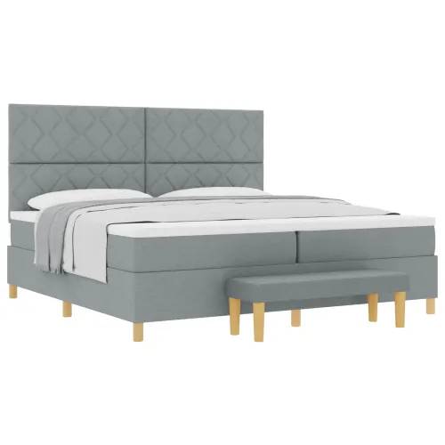 Box spring krevet Svjetlosiva 200 x 200 cm tkanina - Svjetlosiva 200 x 200 cm Dizajn s rombovima Cijena