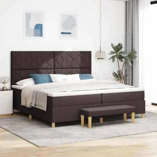 Box spring krevet Tamno smeđa 200 x 200 cm tkanina - Tamno smeđa 200 x 200 cm Dizajn s rombovima Cijena