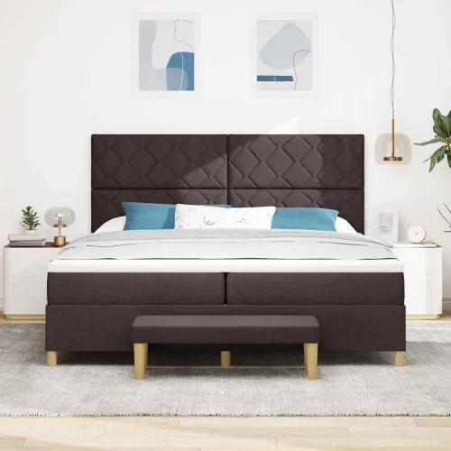 Box spring krevet Tamno smeđa 200 x 200 cm tkanina - Tamno smeđa 200 x 200 cm Dizajn s rombovima Cijena