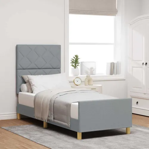 Okvir za krevet Svjetlosiva 80 x 200 cm tkanina - Svjetlosiva 80 x 200 cm Dizajn s rombovima Cijena