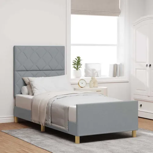 Okvir za krevet Svjetlosiva 100 x 200 cm tkanina - Svjetlosiva 100 x 200 cm Dizajn s rombovima Cijena