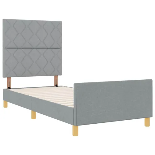 Okvir za krevet Svjetlosiva 100 x 200 cm tkanina - Svjetlosiva 100 x 200 cm Dizajn s rombovima Cijena