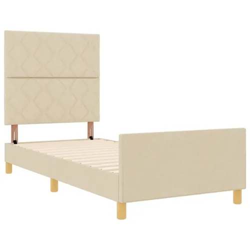 Okvir za krevet s uzglavljem Krema 100 x 200 cm tkanina - Krema 100 x 200 cm Dizajn s rombovima Cijena