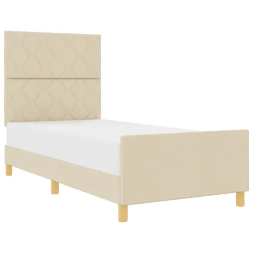 Okvir za krevet s uzglavljem Krema 100 x 200 cm tkanina - Krema 100 x 200 cm Dizajn s rombovima Cijena