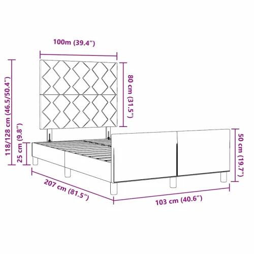 Okvir za krevet s uzglavljem Krema 100 x 200 cm tkanina - Krema 100 x 200 cm Dizajn s rombovima Cijena