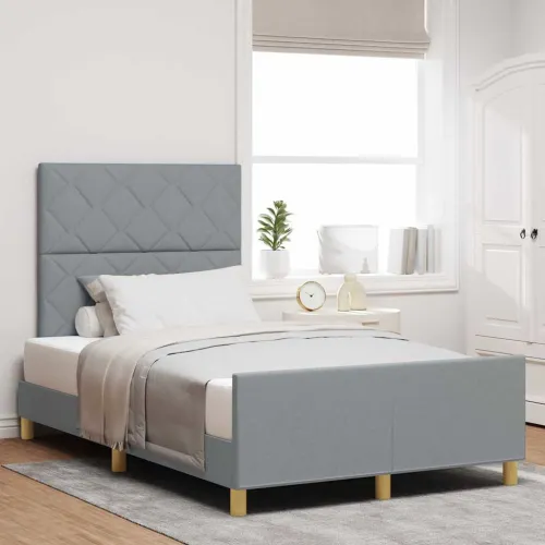 Okvir za krevet Svjetlosiva 120 x 190 cm tkanina - Svjetlosiva 120 x 190 cm Dizajn s rombovima Cijena
