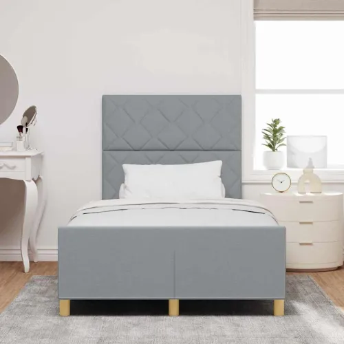 Okvir za krevet Svjetlosiva 120 x 190 cm tkanina - Svjetlosiva 120 x 190 cm Dizajn s rombovima Cijena