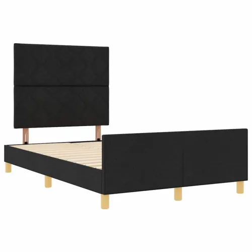 Okvir za krevet s uzglavljem Crna 120 x 190 cm tkanina - Crna 120 x 190 cm Dizajn s rombovima Cijena