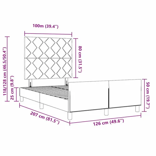 Okvir za krevet s uzglavljem Krema 120 x 200 cm tkanina - Krema 120 x 200 cm Dizajn s rombovima Cijena
