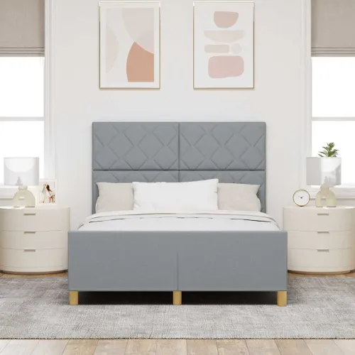 Okvir za krevet Svjetlosiva 160 x 200 cm tkanina - Svjetlosiva 160 x 200 cm Dizajn s rombovima Cijena