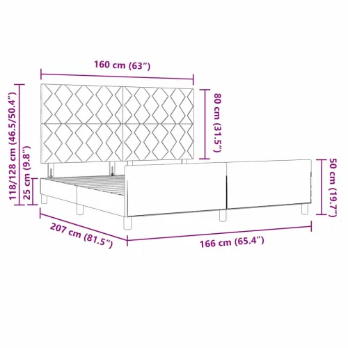 Okvir za krevet Tamno siva 160 x 200 cm tkanina - Tamno siva 160 x 200 cm Dizajn s rombovima Cijena