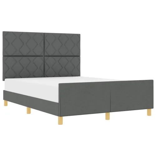 Okvir za krevet Tamno siva 160 x 200 cm tkanina - Tamno siva 160 x 200 cm Dizajn s rombovima Cijena