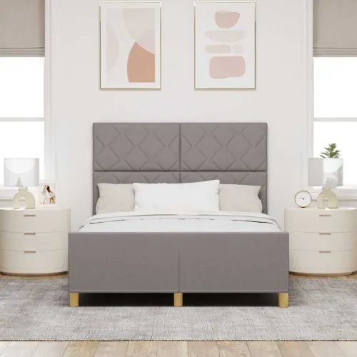 Okvir za krevet Sivo-smeđa 160 x 200 cm tkanina - Sivo-smeđa 160 x 200 cm Dizajn s rombovima Cijena