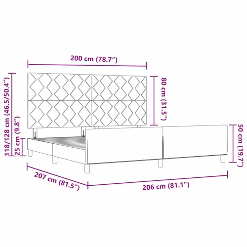 Okvir za krevet s uzglavljem Krema 200 x 200 cm tkanina - Krema 200 x 200 cm Dizajn s rombovima Cijena