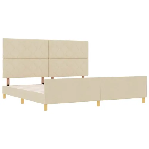 Okvir za krevet s uzglavljem Krema 200 x 200 cm tkanina - Krema 200 x 200 cm Dizajn s rombovima Cijena