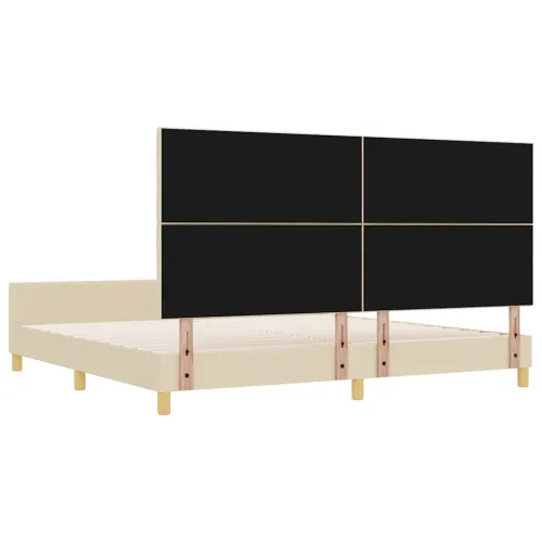 Okvir za krevet s uzglavljem Krema 200 x 200 cm tkanina - Krema 200 x 200 cm Dizajn s rombovima Cijena