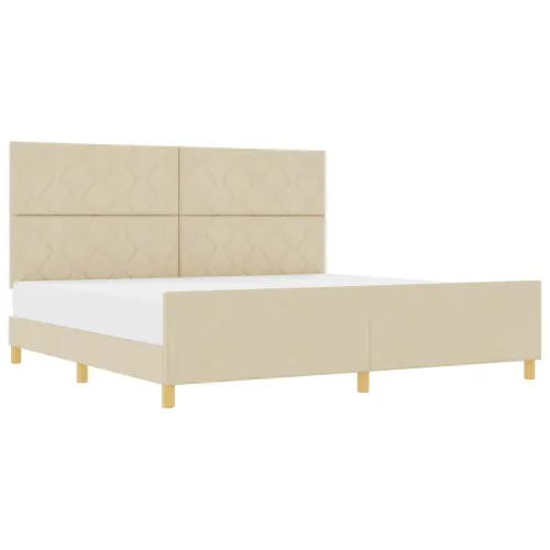Okvir za krevet s uzglavljem Krema 200 x 200 cm tkanina - Krema 200 x 200 cm Dizajn s rombovima Cijena