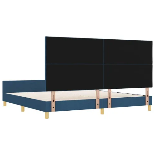 Okvir za krevet s uzglavljem Plava 200 x 200 cm tkanina - Plava 200 x 200 cm Dizajn s rombovima Cijena