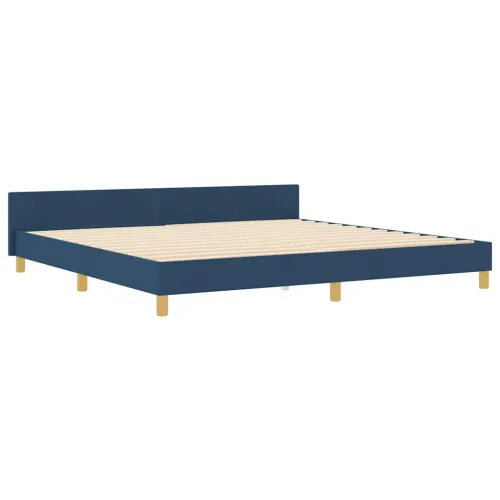 Okvir za krevet s uzglavljem Plava 200 x 200 cm tkanina - Plava 200 x 200 cm Dizajn s rombovima Cijena