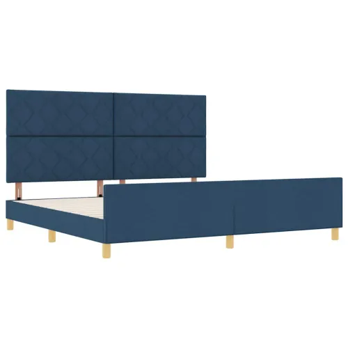 Okvir za krevet s uzglavljem Plava 200 x 200 cm tkanina - Plava 200 x 200 cm Dizajn s rombovima Cijena