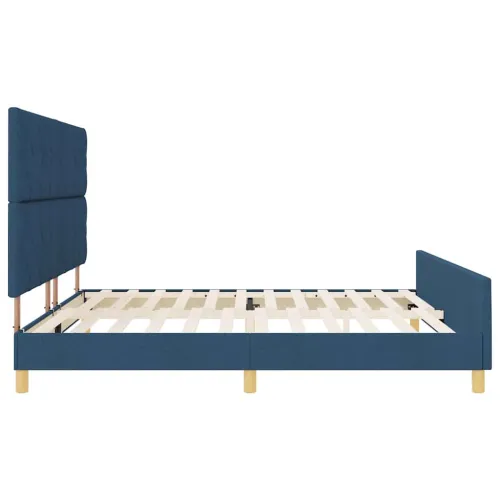 Okvir za krevet s uzglavljem Plava 200 x 200 cm tkanina - Plava 200 x 200 cm Dizajn s rombovima Cijena