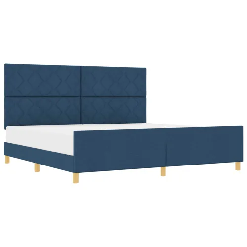 Okvir za krevet s uzglavljem Plava 200 x 200 cm tkanina - Plava 200 x 200 cm Dizajn s rombovima Cijena