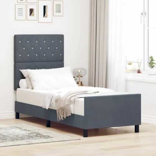 Box spring krevet Tamno siva 80 x 200 cm Baršun - Tamno siva 80 x 200 cm Kristal s dugmadima Cijena