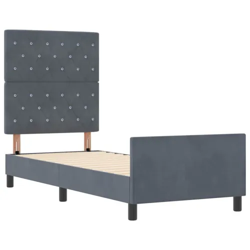 Box spring krevet Tamno siva 80 x 200 cm Baršun - Tamno siva 80 x 200 cm Kristal s dugmadima Cijena