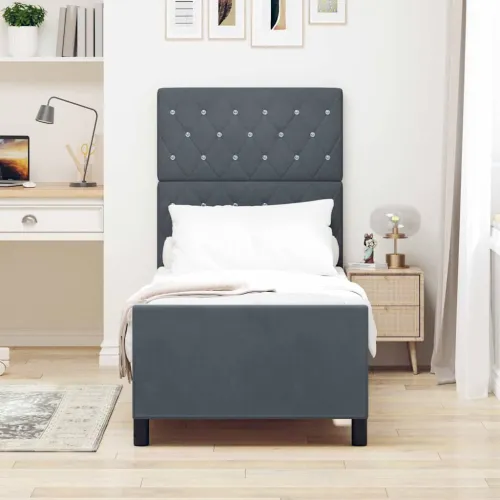 Box spring krevet Tamno siva 80 x 200 cm Baršun - Tamno siva 80 x 200 cm Kristal s dugmadima Cijena