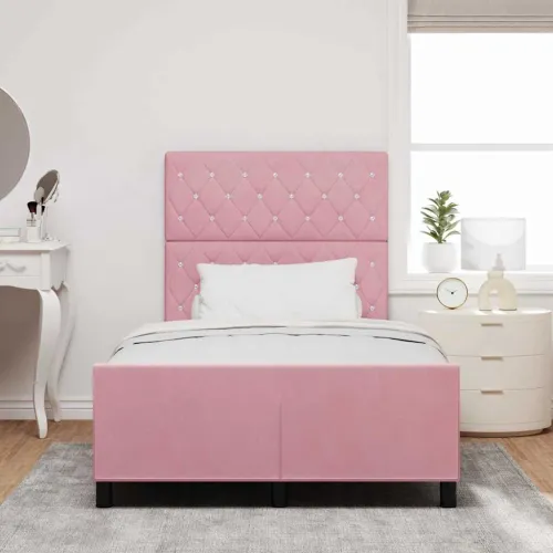 Box spring krevet Ružičasta 120 x 200 cm Baršun - Ružičasta 120 x 200 cm Kristal s dugmadima Cijena