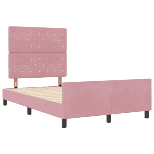 Box spring krevet Ružičasta 120 x 200 cm Baršun - Ružičasta 120 x 200 cm Kristal s dugmadima Cijena