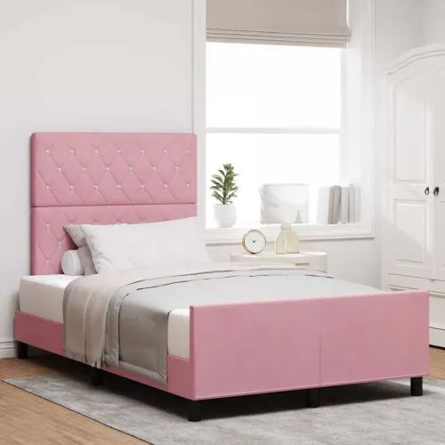 Box spring krevet Ružičasta 120 x 200 cm Baršun - Ružičasta 120 x 200 cm Kristal s dugmadima Cijena