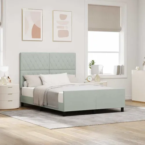 Box spring krevet Svjetlosiva 160 x 200 cm Baršun - Svjetlosiva 160 x 200 cm Kristal s dugmadima Cijena