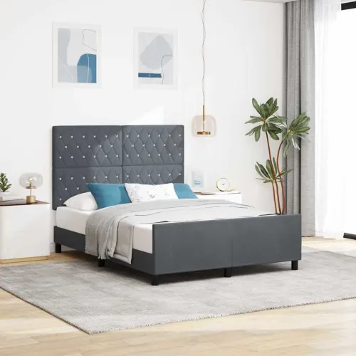 Box spring krevet Tamno siva 160 x 200 cm Baršun - Tamno siva 160 x 200 cm Kristal s dugmadima Cijena