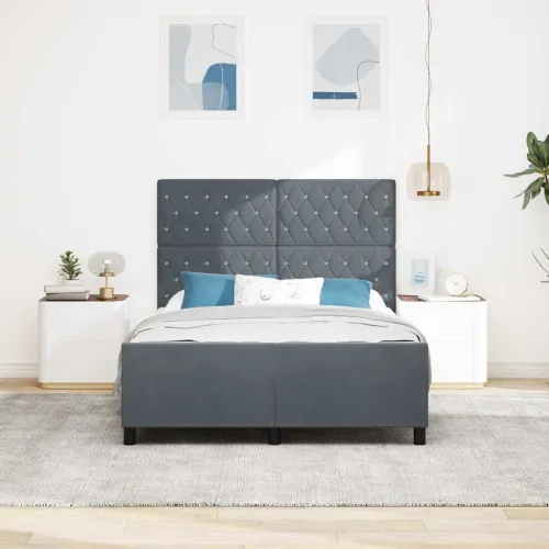 Box spring krevet Tamno siva 160 x 200 cm Baršun - Tamno siva 160 x 200 cm Kristal s dugmadima Cijena